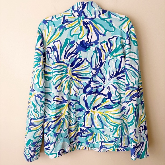 Lilly Pulitzer | Reagan Full Zip Jacket Pool Blue Green Stay Cool Pockets XL - Picture 6 of 8